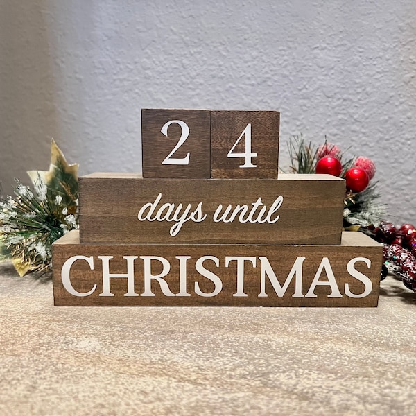 Christmas Countdown Block Set | Merry Christmas Sign REVERSIBLE | Advent Calendar