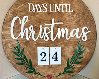 Christmas Countdown Decor Sign | Advent Calendar| Round Sign | Gift