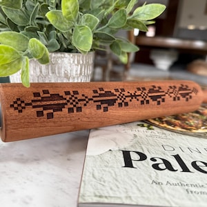 Tatreez Engraved Wood Rolling Pin Palestinian Home Kitchen Decor Chef Gift