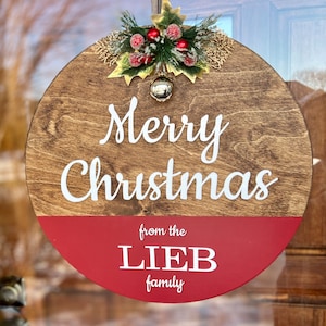 Christmas Decor Sign | Door Hanger | Round Sign | Family Name | Gift