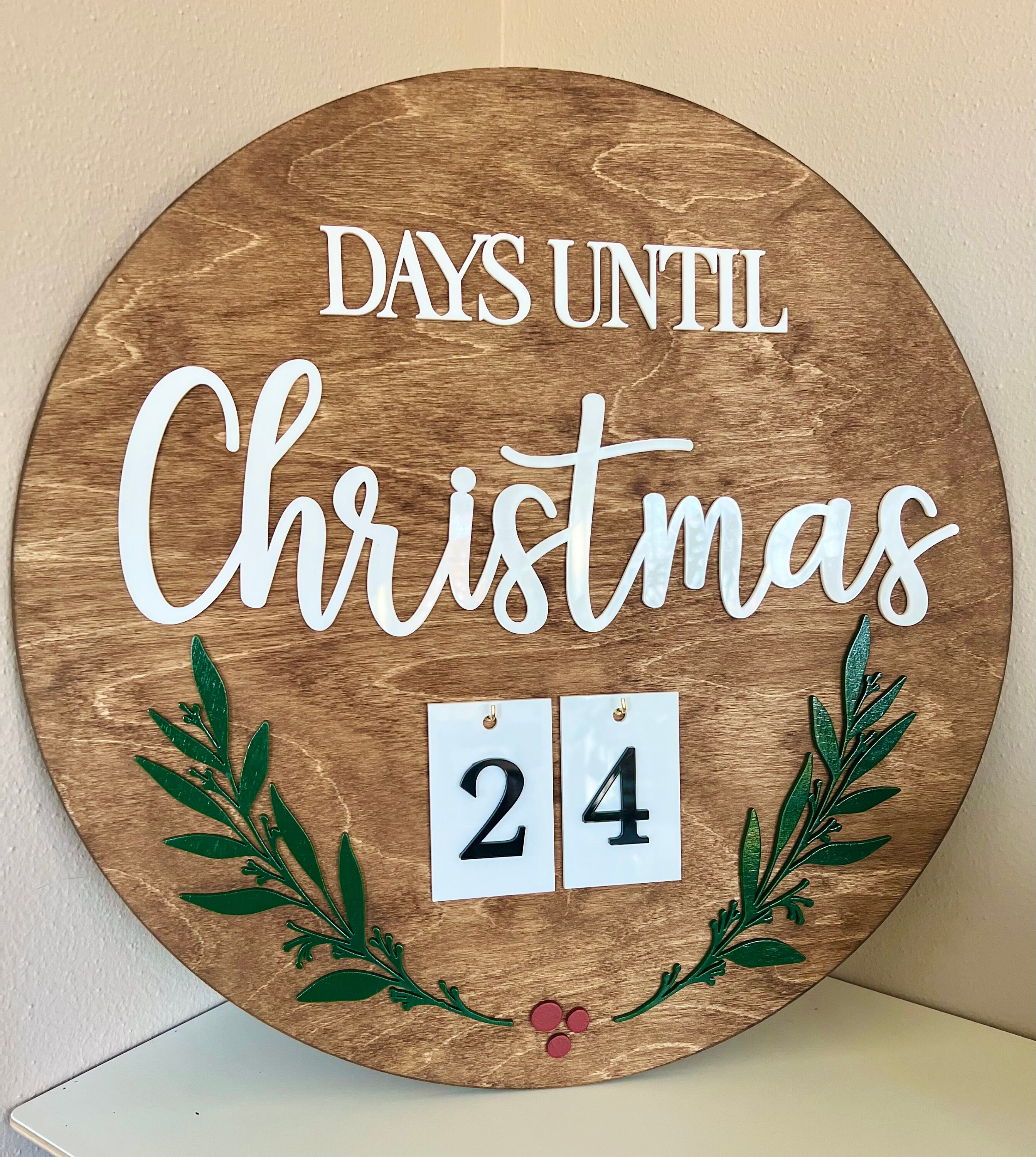 Christmas Countdown Decor Sign | Advent Calendar| Round Sign | Gift - Etsy