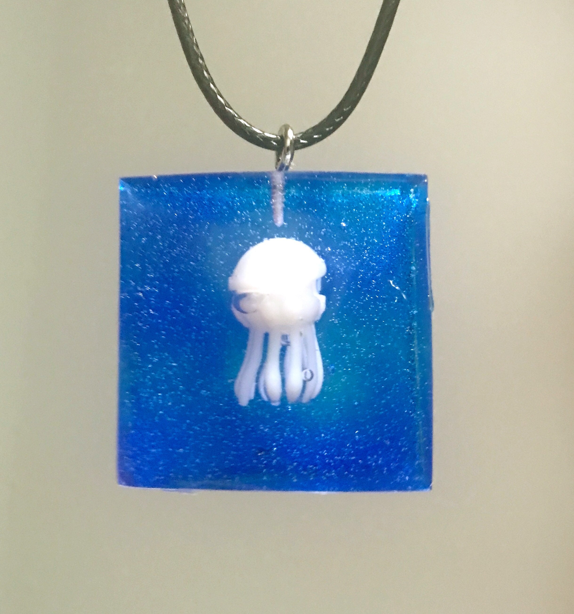 Two Layer Jellyfish Resin Pendant Etsy UK