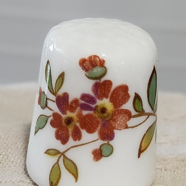 Vintage Thimbles Hand Painted Fine Bone China Sterling 925 Inlay