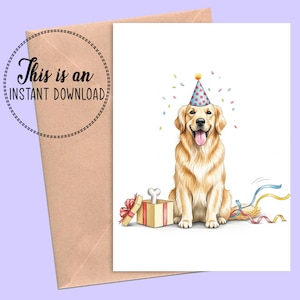 Afdrukbare verjaardagskaart hond, verjaardagskaart hondenliefhebber, verjaardag hond ouder, digitale download verjaardagskaart voor kinderen of volwassenen