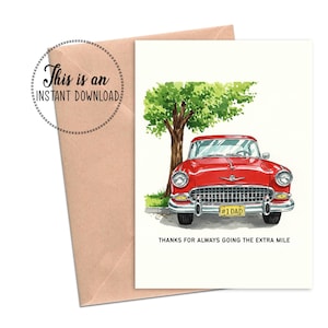 Druckbare Vatertagskarte, Oldtimer-Design, digitaler Download, Retro Auto-Gruß für Vati