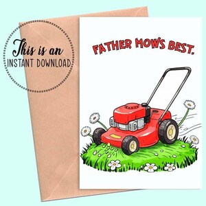 Druckbare Vatertagskarte | Vater mäht Beste Karte | Rasenpflege Papa Digitaler Download