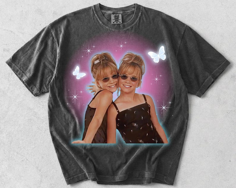 Mary Kate and Ashley Y2K T-shirt, Adult Unisex Pepper