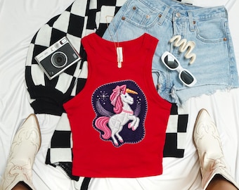 Hilary Duff Inspired Y2K Lizzie Picture Day Unicorn Racerback Tank Top