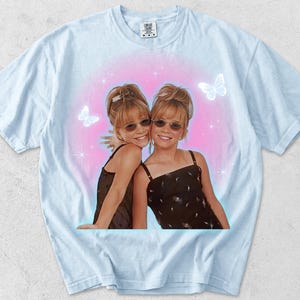 Mary Kate and Ashley Y2K T-shirt, Adult Unisex Chambray