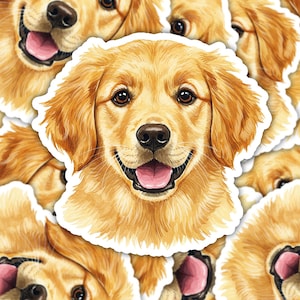 Golden Retriever Dog Sticker | Cute Fluffy Dog Vinyl Sticker | Waterproof Golden Retriever Decal | Dog Gift | Laptop Water Bottle Sticker