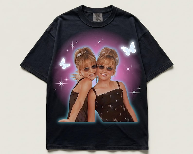 Mary Kate and Ashley Y2K T-shirt, Adult Unisex Black