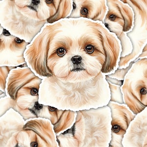 Sticker pour chien Shih Tzu | Autocollant en vinyle pour chien mignon duveteux | Sticker Shih Tzu imperméable | Cadeau pour amoureux des chiens | Sticker bouteille d'eau pour ordinateur portable
