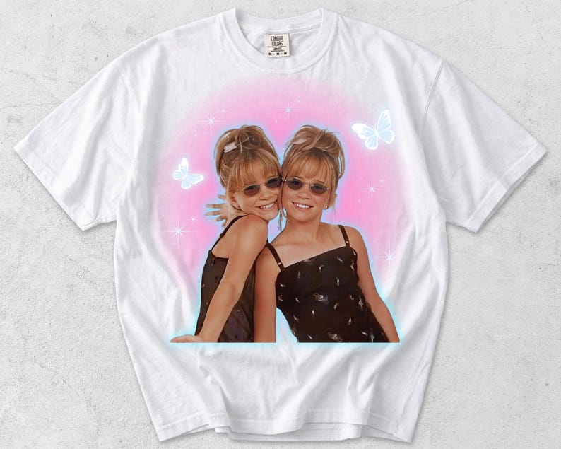 Mary Kate and Ashley Y2K T-shirt, Adult Unisex White