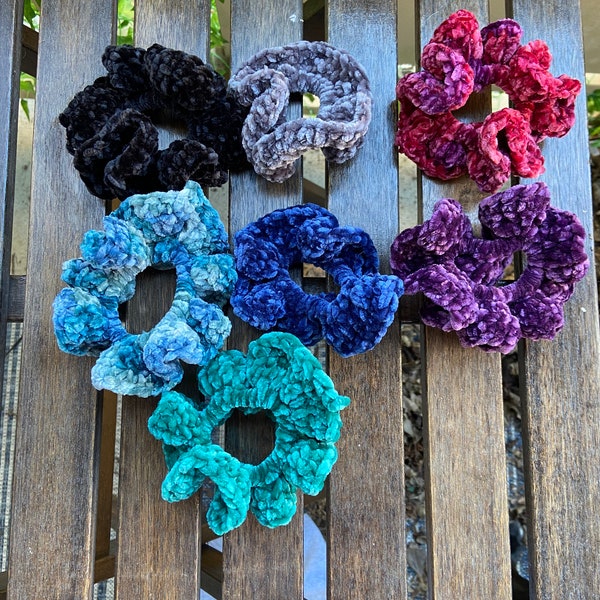 Velvet Crochet Hair Scrunchies