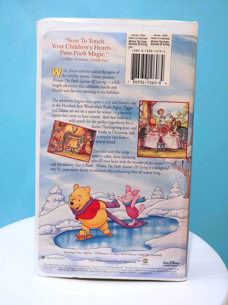 Winnie The Pooh Seasons Of Giving Vhs Winnie the Pooh: Seasons of Giving VHS 1999 | Etsy