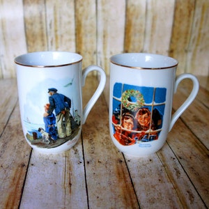 Vintage Set of 2 Norman Rockwell Mugs