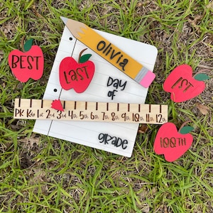 Interchangeable Back to School Sign | 1st Day Last Day of School Prop | Reusable Wood School Board Milestone | Personalized School Kit