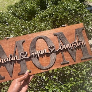Mom w/ Kids Names Personalized Plaque
