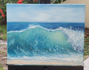 Turquoise Ocean Wave Fine Art - Florida Seascape, Morning Blue Green Sea Foam