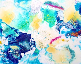 オリジナルの抽象樹脂絵画、ハンドメイド、モダンな空間装飾用、40