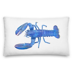 Blue Lobster Pillow — Rectangle