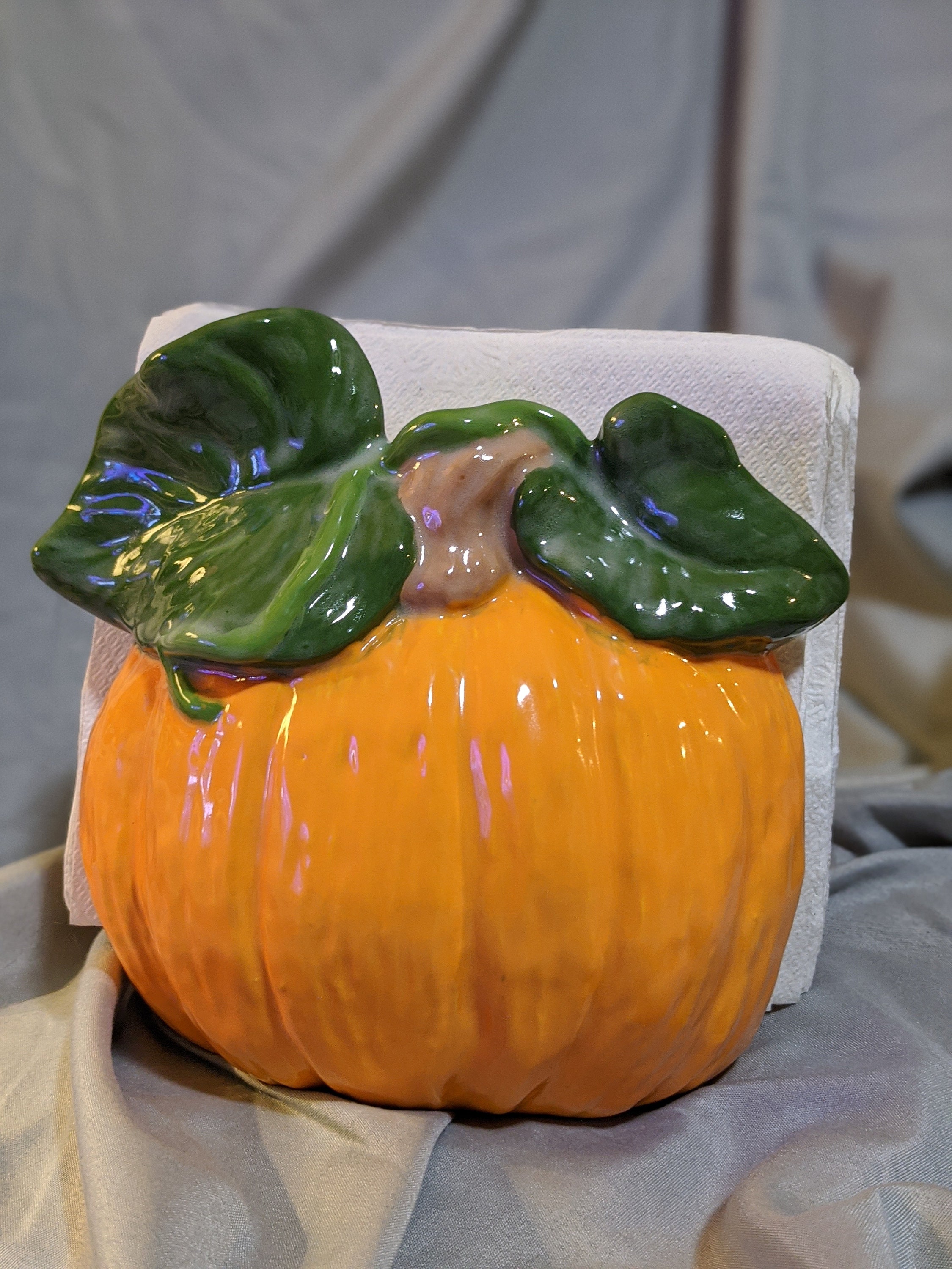 Vintage Ceramic Pumpkin Napkin Holder Etsy