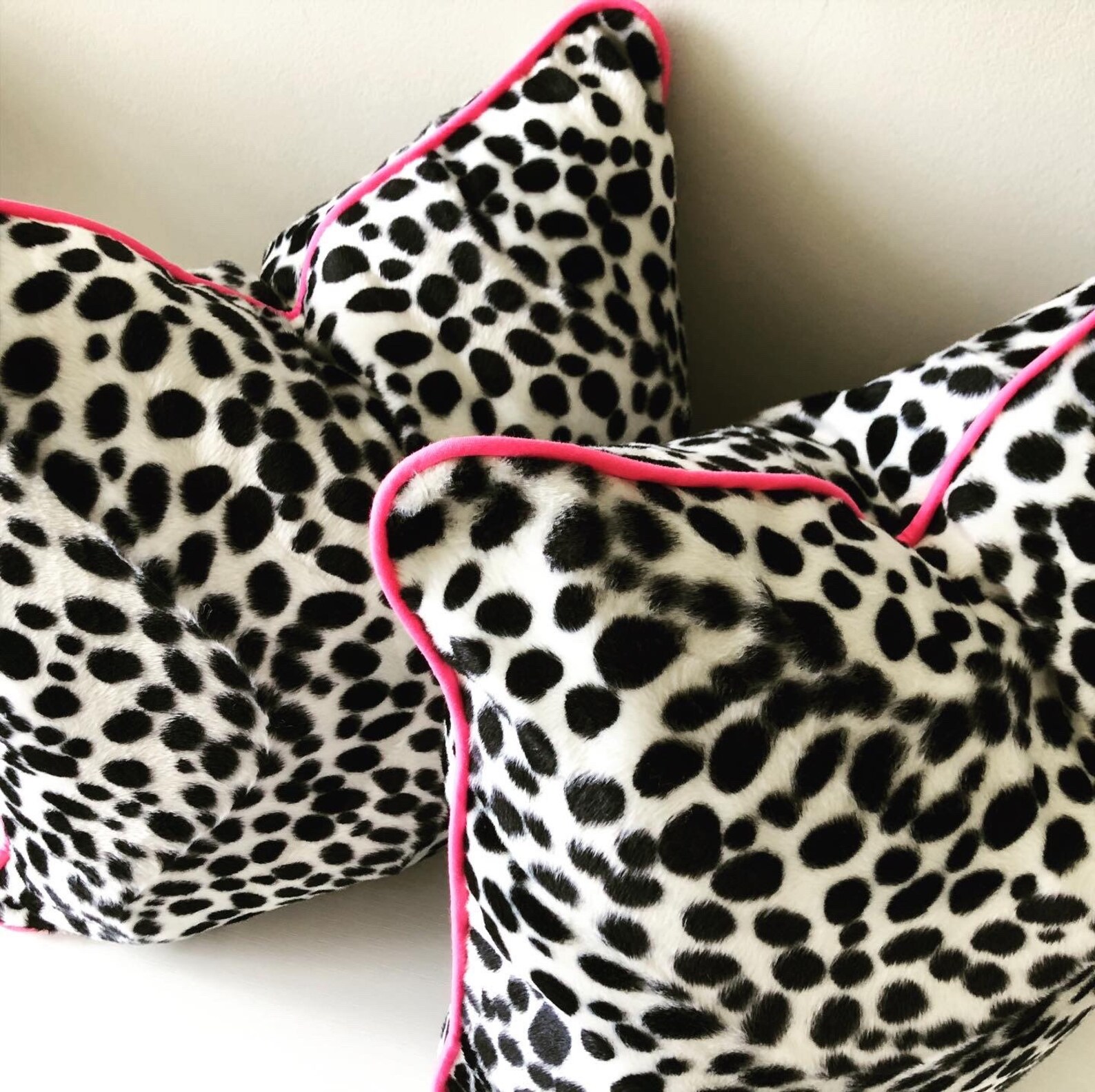 Animal print cushion faux fur cushion Dalmatian print Etsy