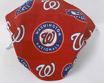 Washington Nationals Baseball Adult Face Mask Adjustable Washable Reusable Face Covering Double Cotton Face Shield Made In USA