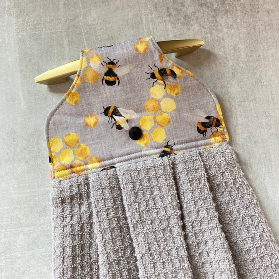 Honey Bee and Honeycomb Hanging Kitchen Towel With Holder, Fun