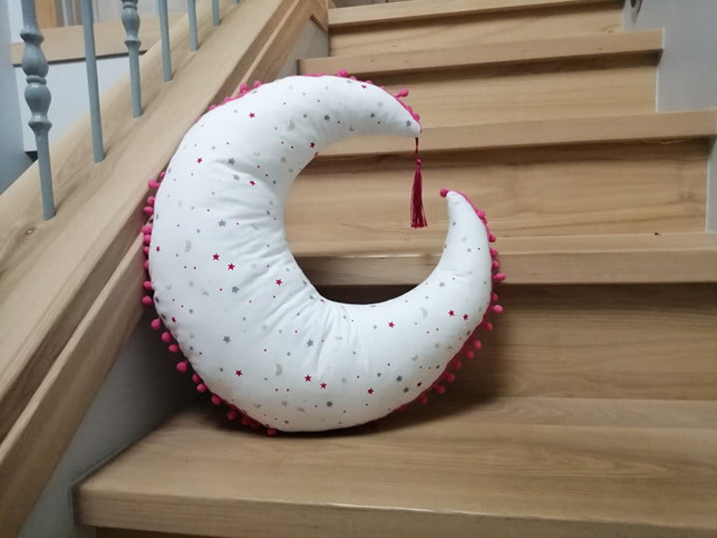 Crescent Moon Shaped Pillow Kids Room Moon Pillow Nursery Etsy