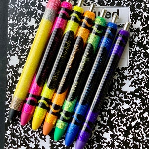 Customized Glitter Teacher Pens | Crayon Pens | Pencil Pens