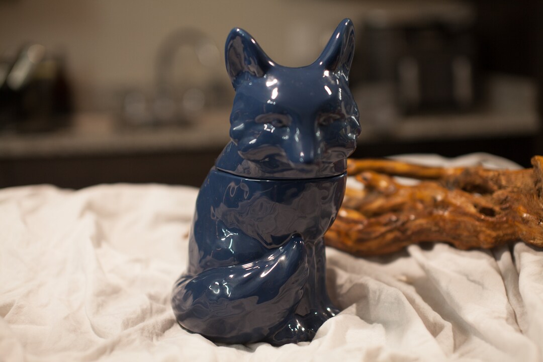 Dark Blue Fox Cookie Jar Etsy