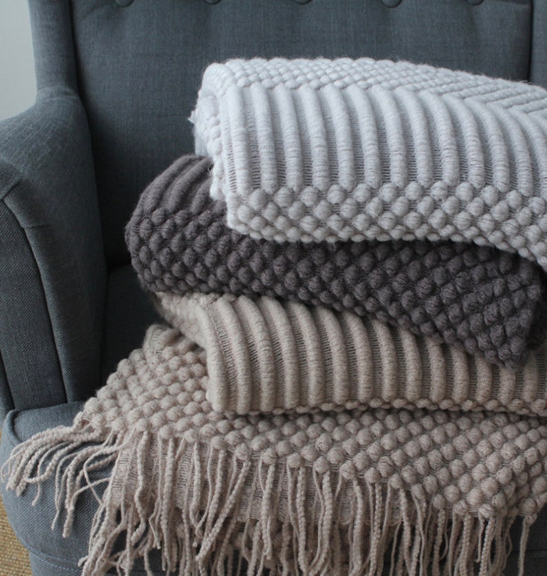 Throw Blanket Soft Couch Throw NEUTRAL COLORS HANDMADE Blanket Etsy