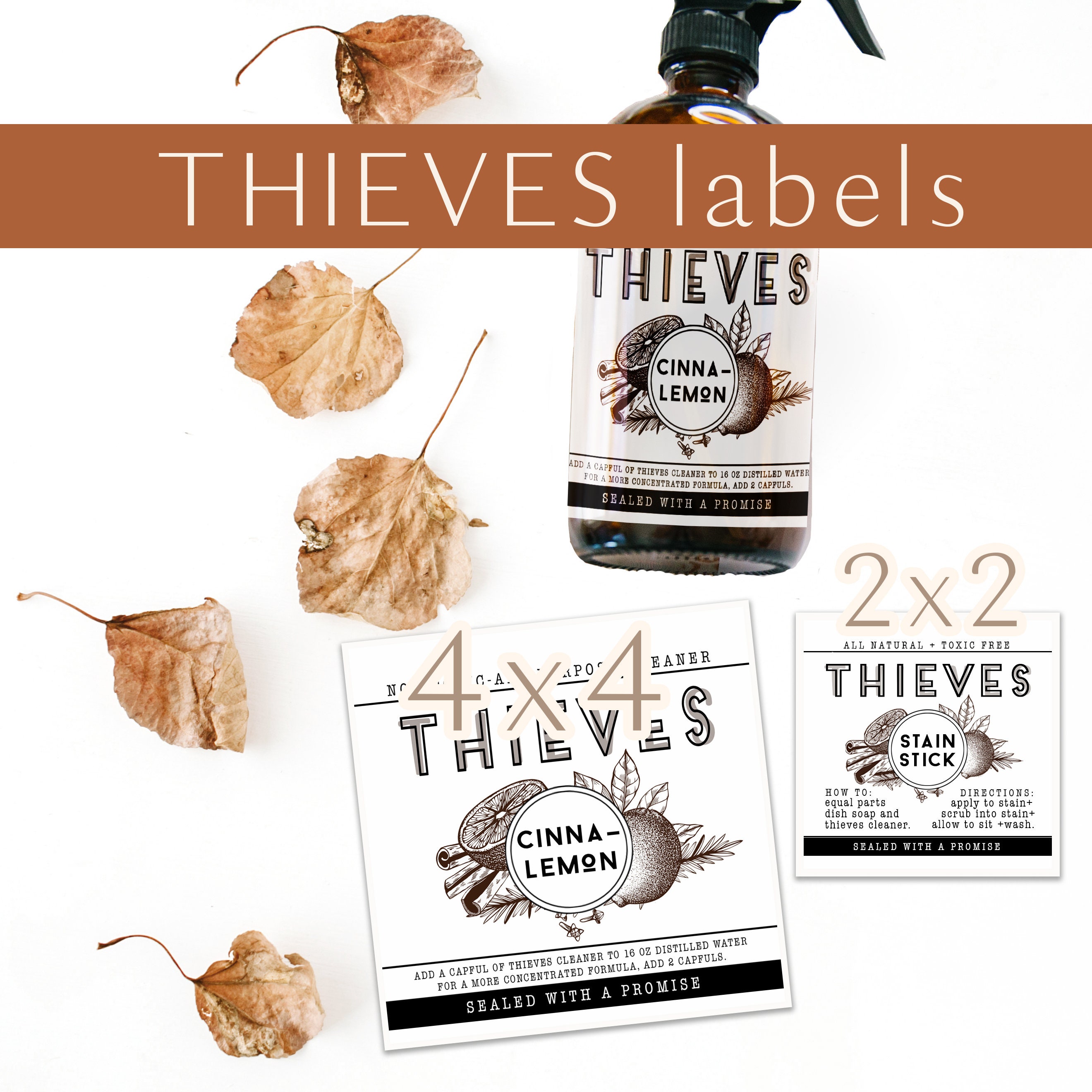 Thieves Spray Bottle Label, Stain Stick, Young Living, Printable ...