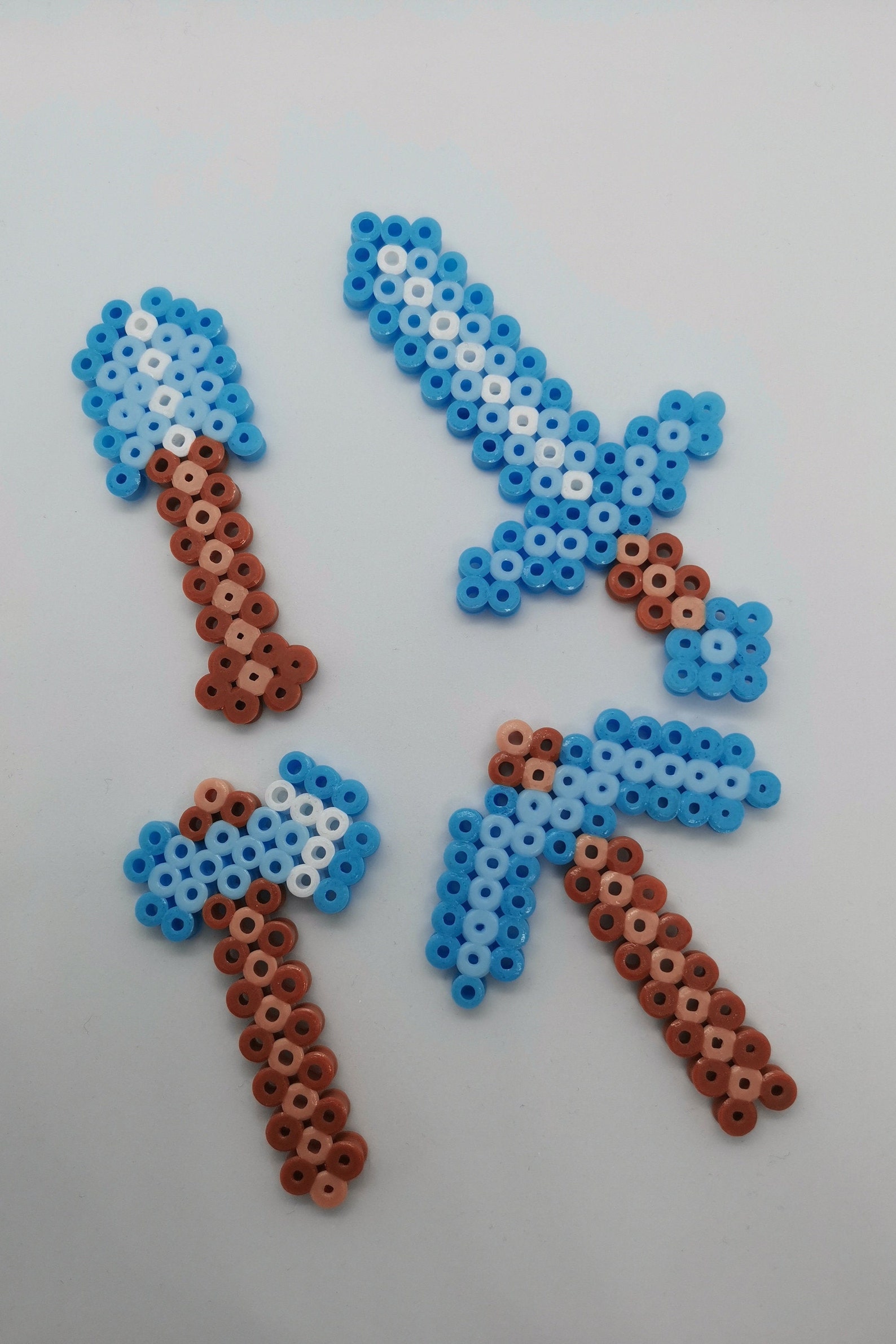 Diamond Minecraft Tools Pickaxe Axe Sword Shovel Perler Beads Etsy
