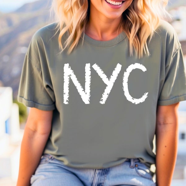 NYC Grunge Style Digital Download - Urban Chic White New York City Acronym PNG for Modern Apparel and Decor