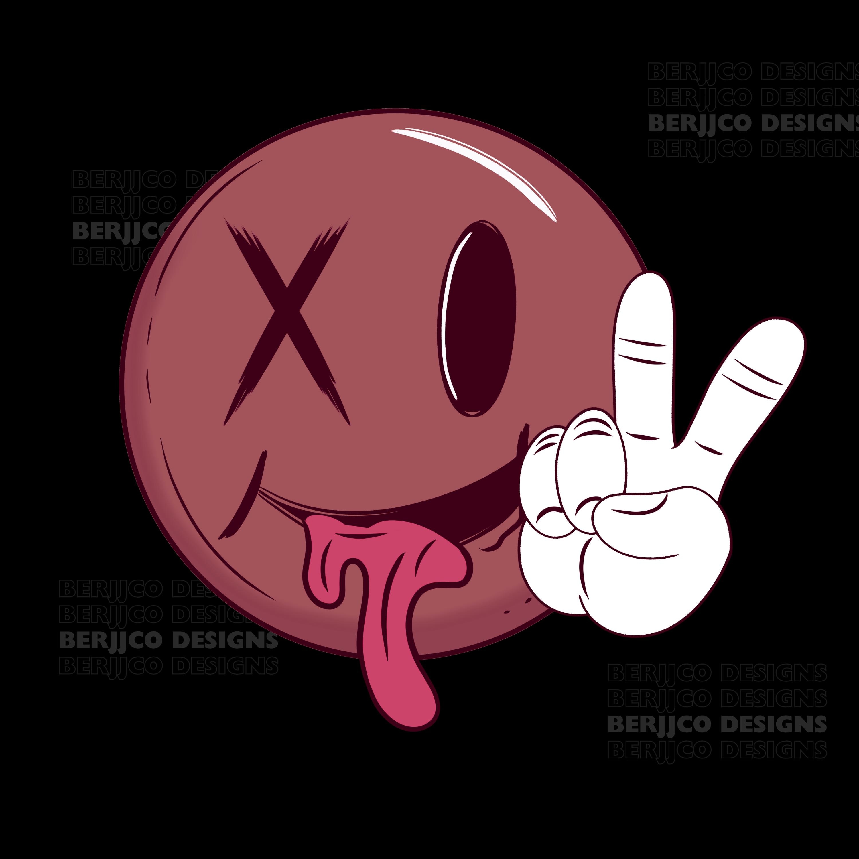 Melting Smiley Face PNG: Trippy Peace Sign Clipart (Digital Download)
