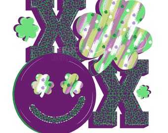St Patrick’s day leopard print brush stroke green clover png