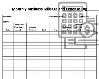 Business Mileage Tracker | Expense Report Sheet | Monthly| IRS Compliant | Digital Download