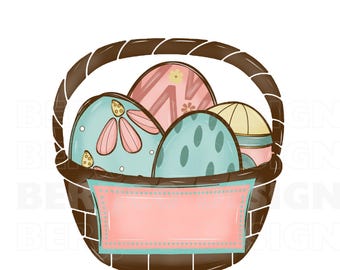 Easter Basket Name Plate PNG: Bunny Design (Digital Download)