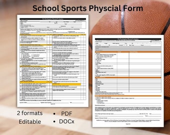 School Sports Physical Form |  Student Athlete | Medical Clearance | School Physical Form, Athletics Physical Participation | digital down