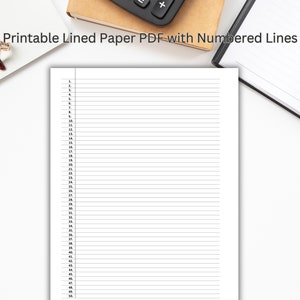 Carta a righe numerate Carta a righe stampabile PDF con righe numerate Foglio per appunti con righe numerate Download digitale Download immediato PDF