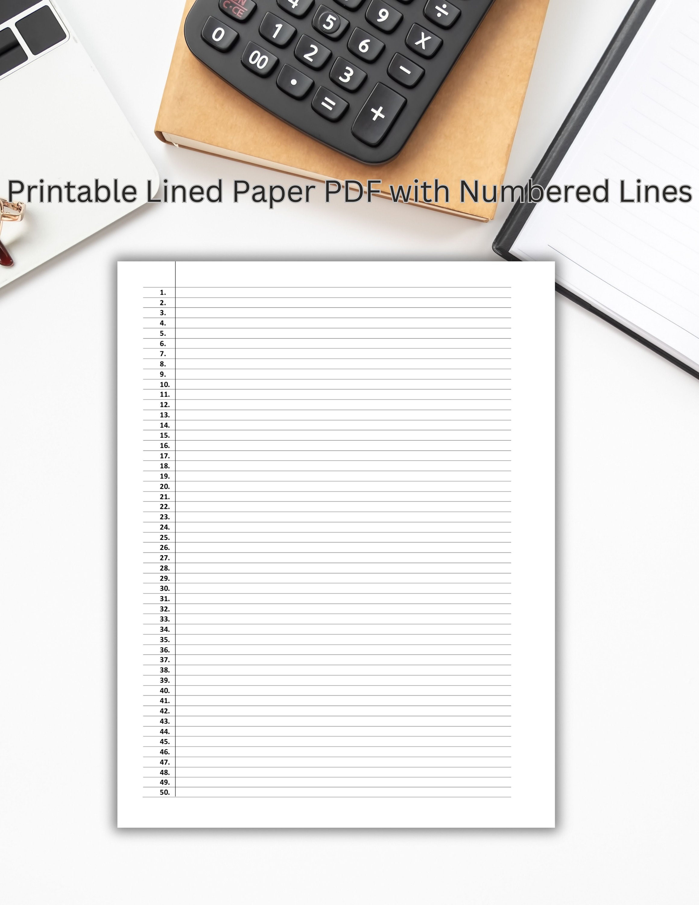 Numbered Lined Paper Printable Lined Paper PDF With Numbered Lines Numbered Lined Paper Printable Lined Paper PDF With Numbered Lines