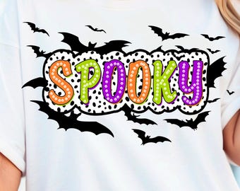 Spooky Halloween Dalmatian Doodle Dots Alphabet PNG (Digital Download)
