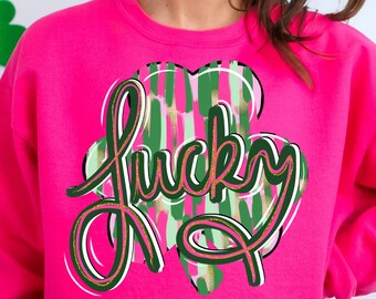 St Patrick's Day Lucky Clover PNG: Green Brushstroke Glitter (Digital Download)