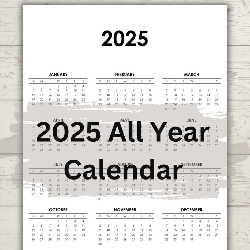 2025 Calendar Yearly Calendar Printable 2025 Pdf digital Download