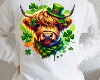 St. Patrick's Day Shirt PNG Hooglandkoe PNG | Klaver, klaver png | Sublimatieontwerp, digitale download