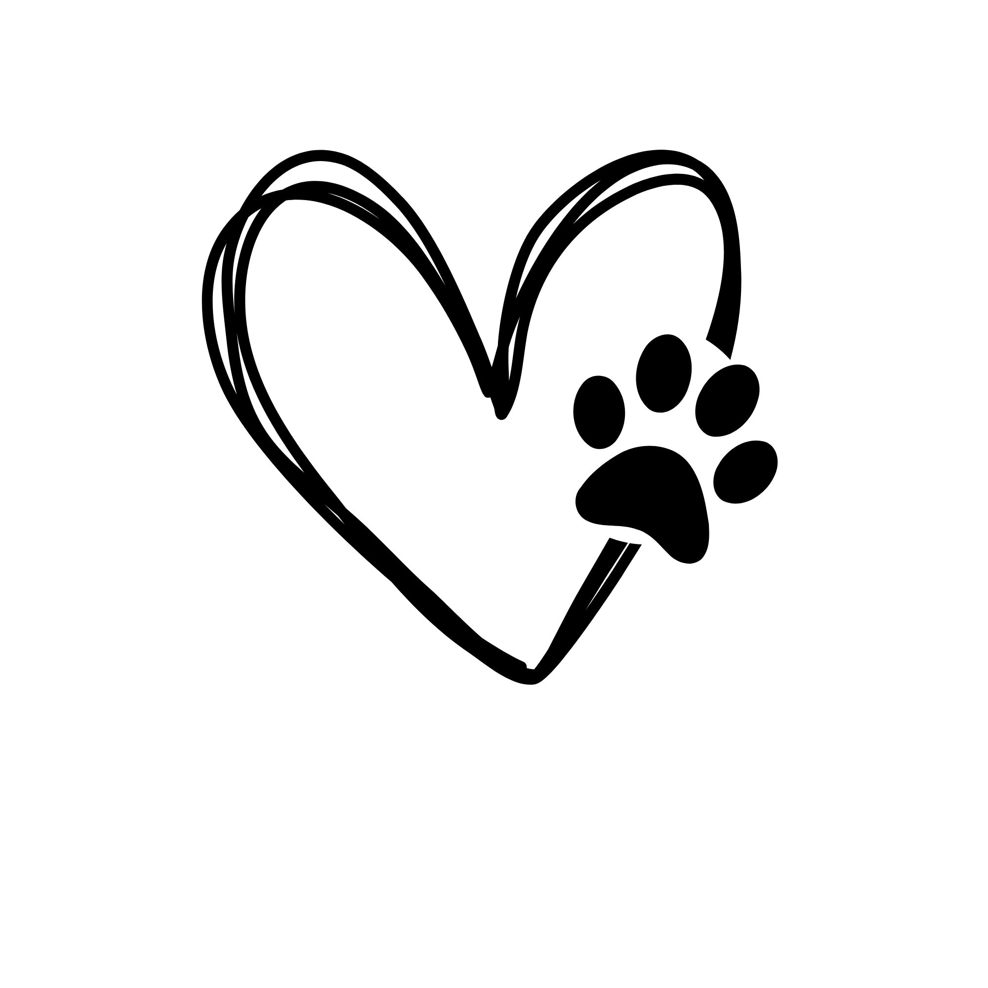 Dog Paw Heart SVG - Love Dog Paw Print SVG File - Animal Paw Clipart ...