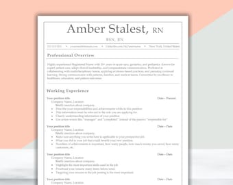 Szablon CV pielęgniarki Nowoczesne profesjonalne CV Word, pobieranie cyfrowe, CV profesjonalne z listem motywacyjnym i referencjami