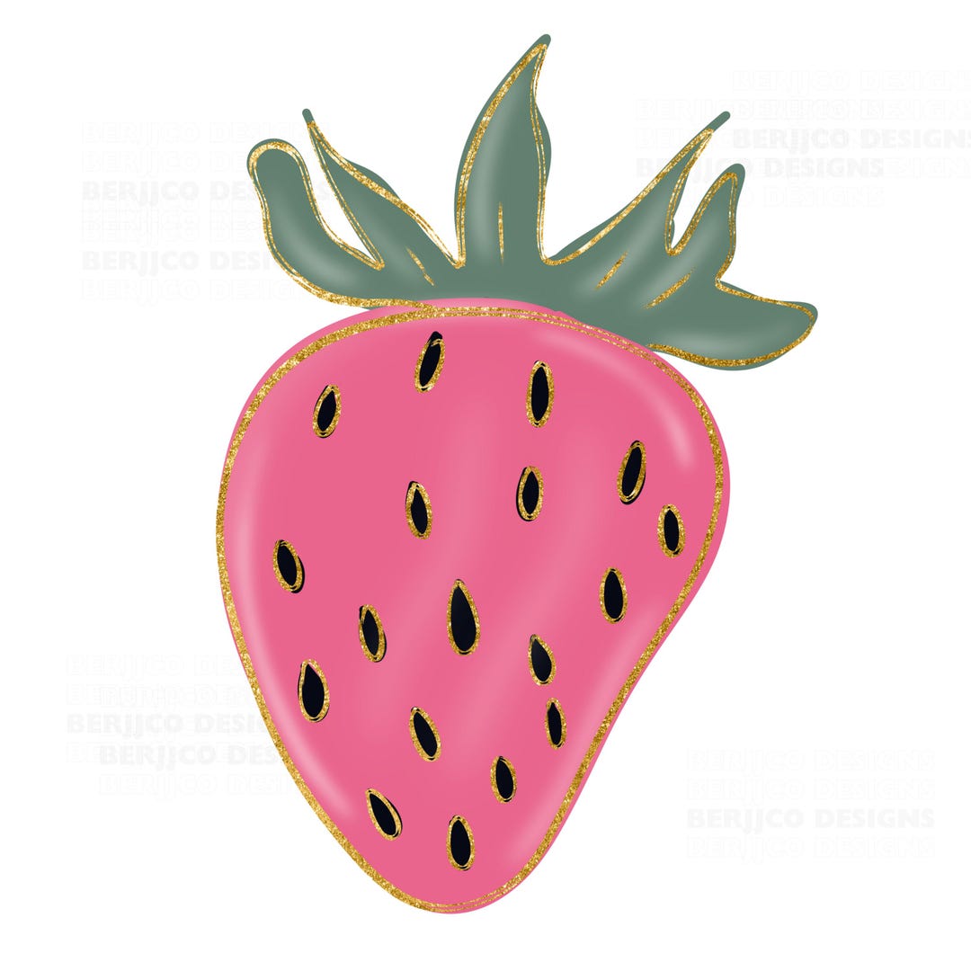 Glitter Strawberry PNG | Cute Fruit Clipart for Stickers \u0026 Sublimation |  Pink Aesthetic Berry Design | Summer Digital Download - Etsy, image size:1080x1080